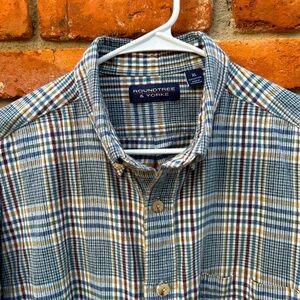 Roundtree & Yorke Multicolor Plaid Flannel L\S Men's Shirt XL 100% Cotton